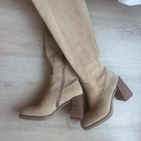 Vince Camuto Eyana Wide Calf Over The Knee Boots - Size 7 - Taupe - Picture 4 of 7